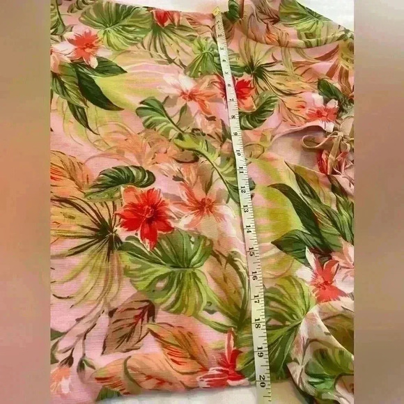 J. Jill Seashell Paradise Tunic Blouse Floral Tropical Pink Womens Small Petite - Picture 7 of 10